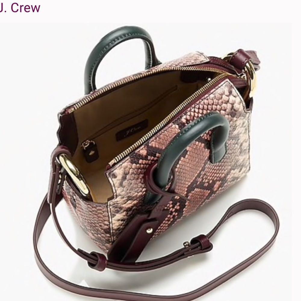 J Crew Mini Harper Snakeskin Embossed Leather Bag - Picture 7 of 11